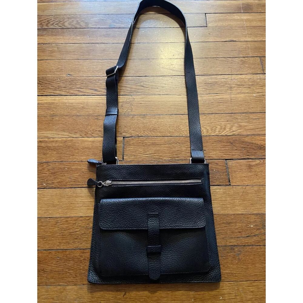 IMPERIO JP Black Pebbled Leather Hippie Crossbody Bag